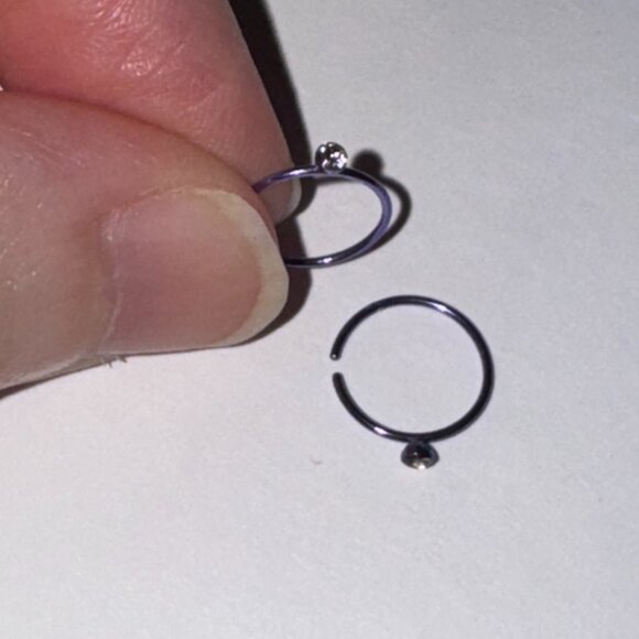 Purple 22 Gauge Titanium Plated Hoop Nose Rings - Picture 7 of 8